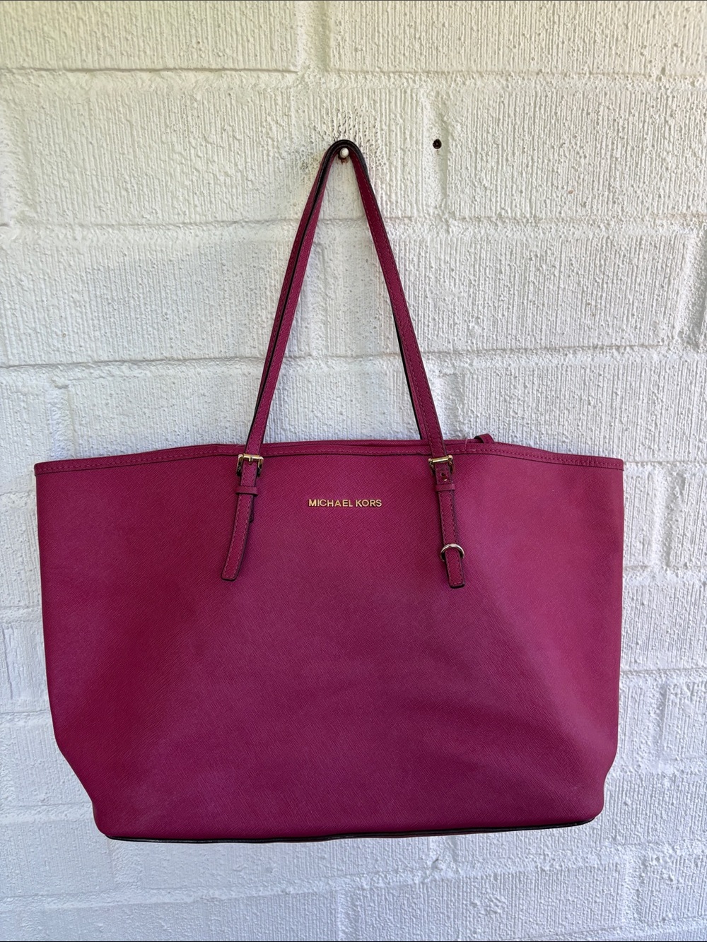 MICHAEL Michael Kors Leather Berry Saffiano Large Tote